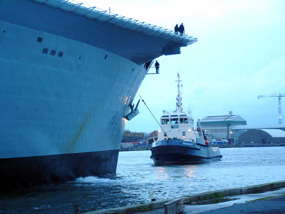 20,000 tonne-HMS Invincible berths at The Tyne Commission Quay on the  river Tyne Friday 31 Oct 03 for a four day visit
